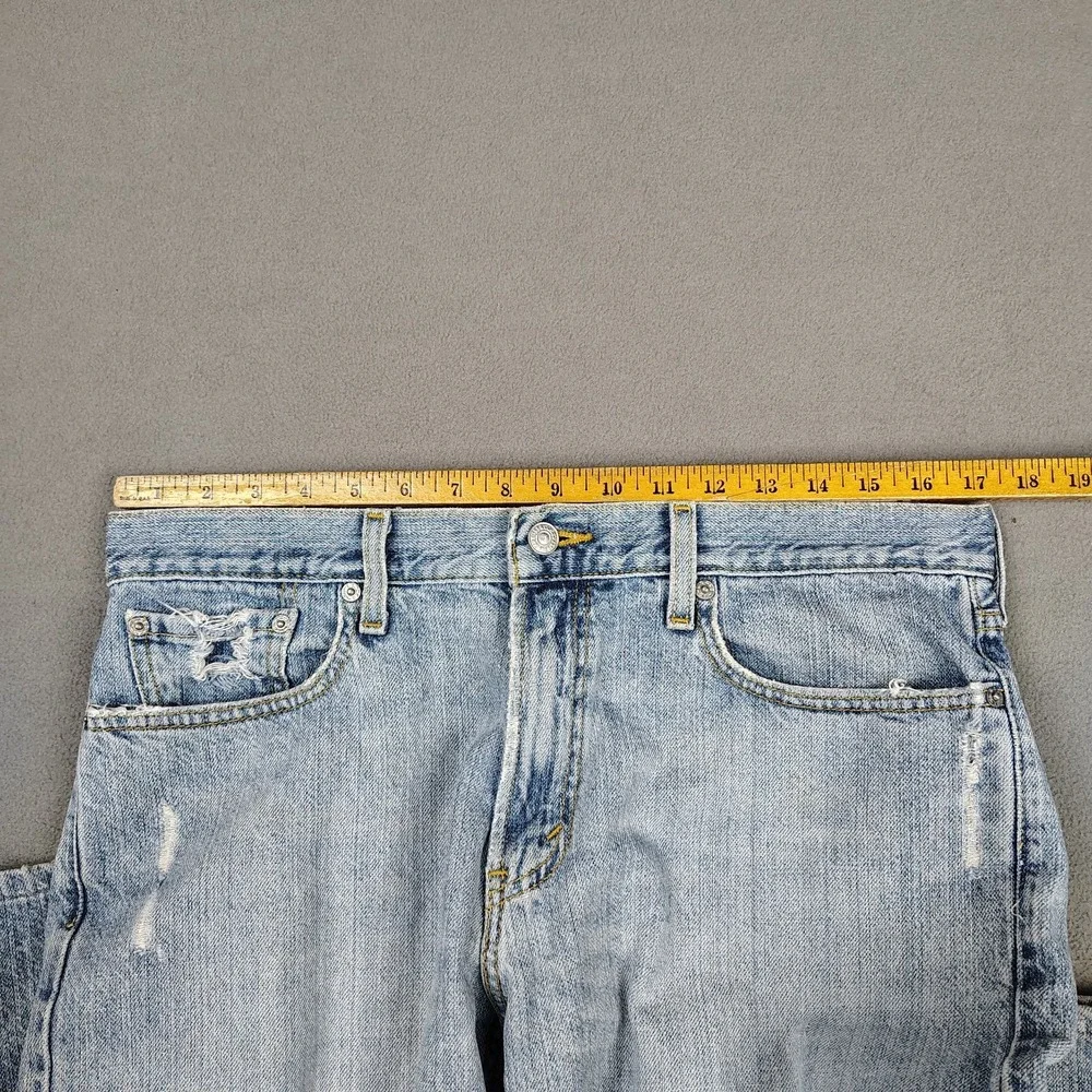 Vintage Y2K Levis Low Boot Cut 34x28 Blue Patchwork Thrashed Skater Grunge Rave